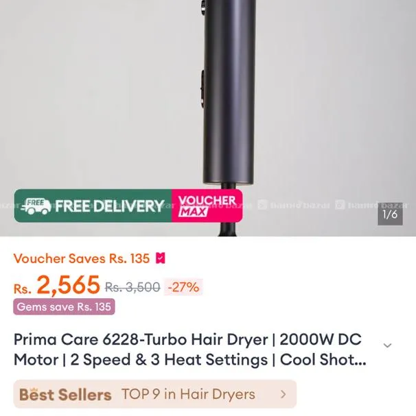 Prima Care 6228-Turbo Hair Dryer | 2000W DC Motor 2