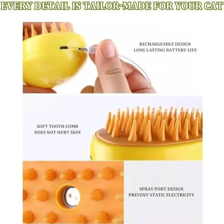 Cat Brush,3 In1 Spray Cat Brush, Self Cleaning Cat 2