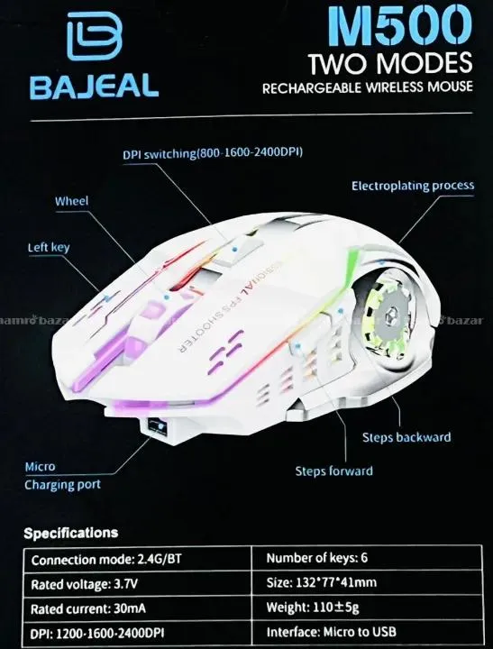 T-wolf M500 Gaming Mouse 6 Buttons RGB mouse 5
