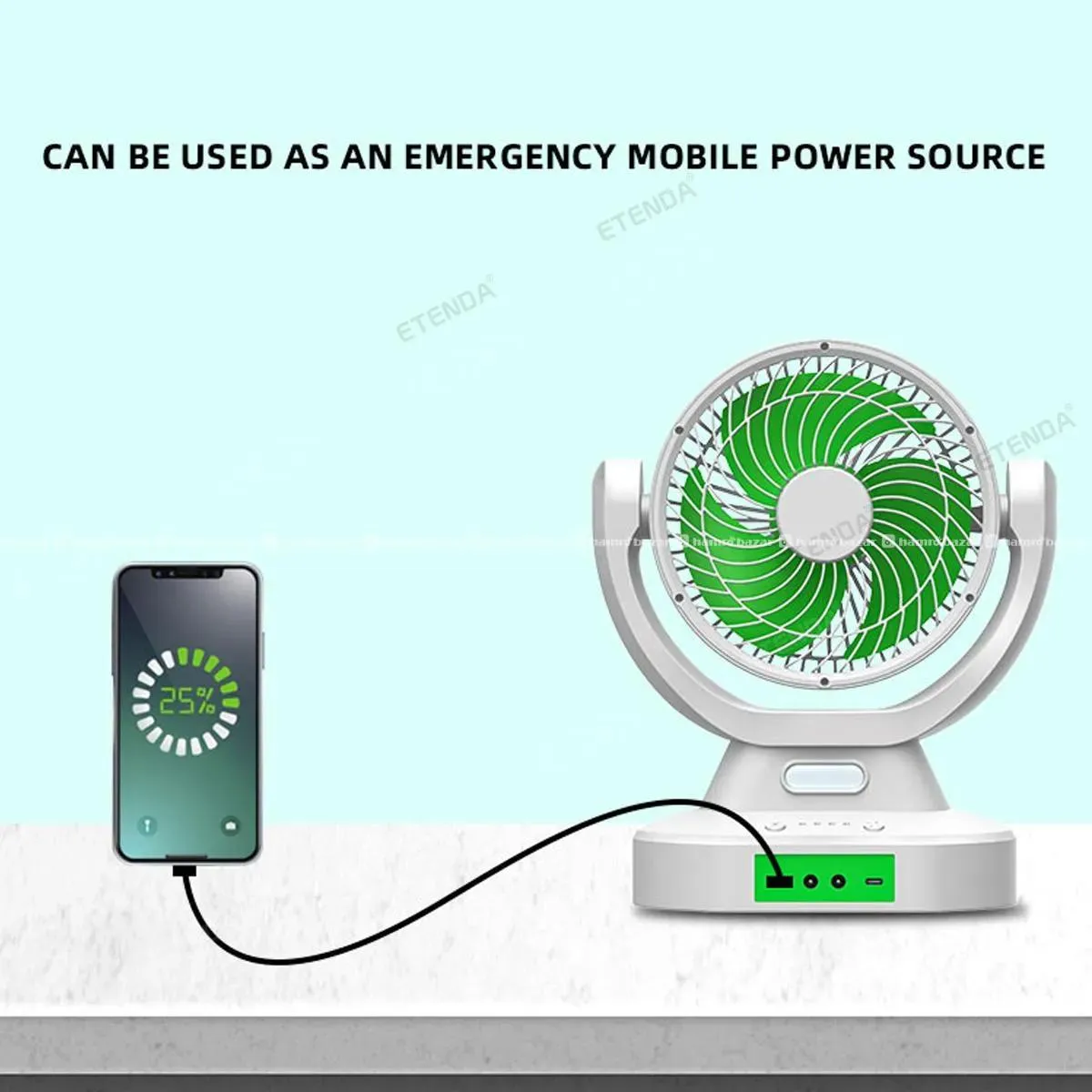 GD Times Rechargeable solar fan 2