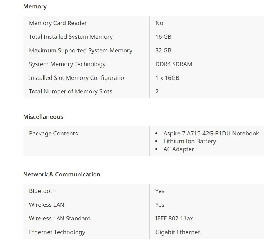 Acer Aspire 7 144Hz (Ryzen 7/16GB/RTX 3050) Gaming 4