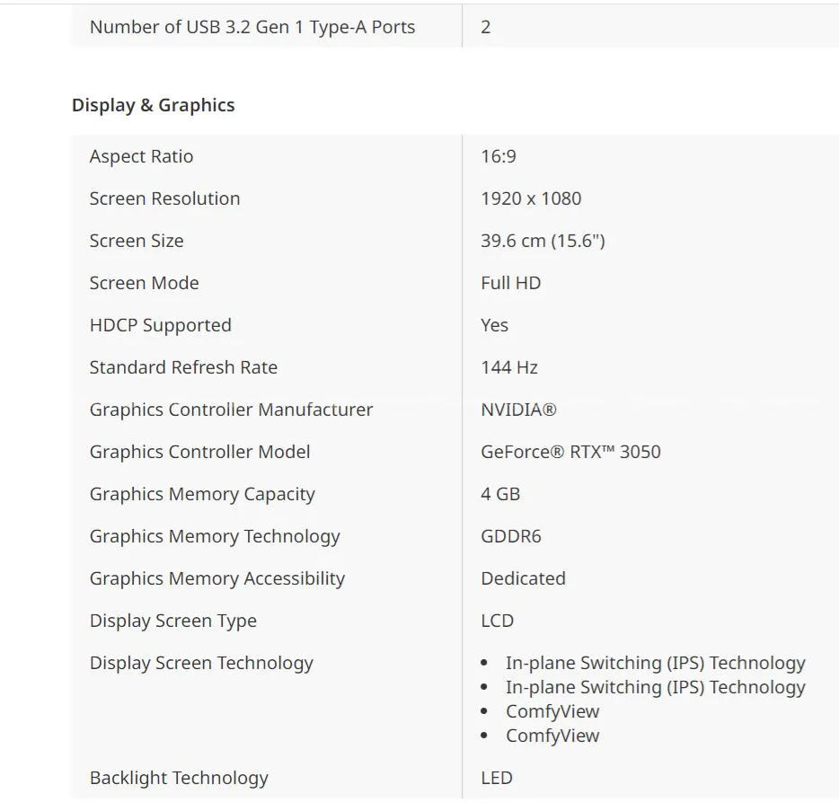 Acer Aspire 7 144Hz (Ryzen 7/16GB/RTX 3050) Gaming 2