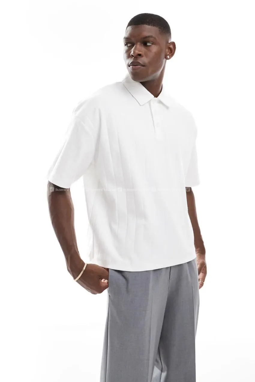 ASOS DESIGN Oversized Boxy Fit Polo White T-Shirt 2