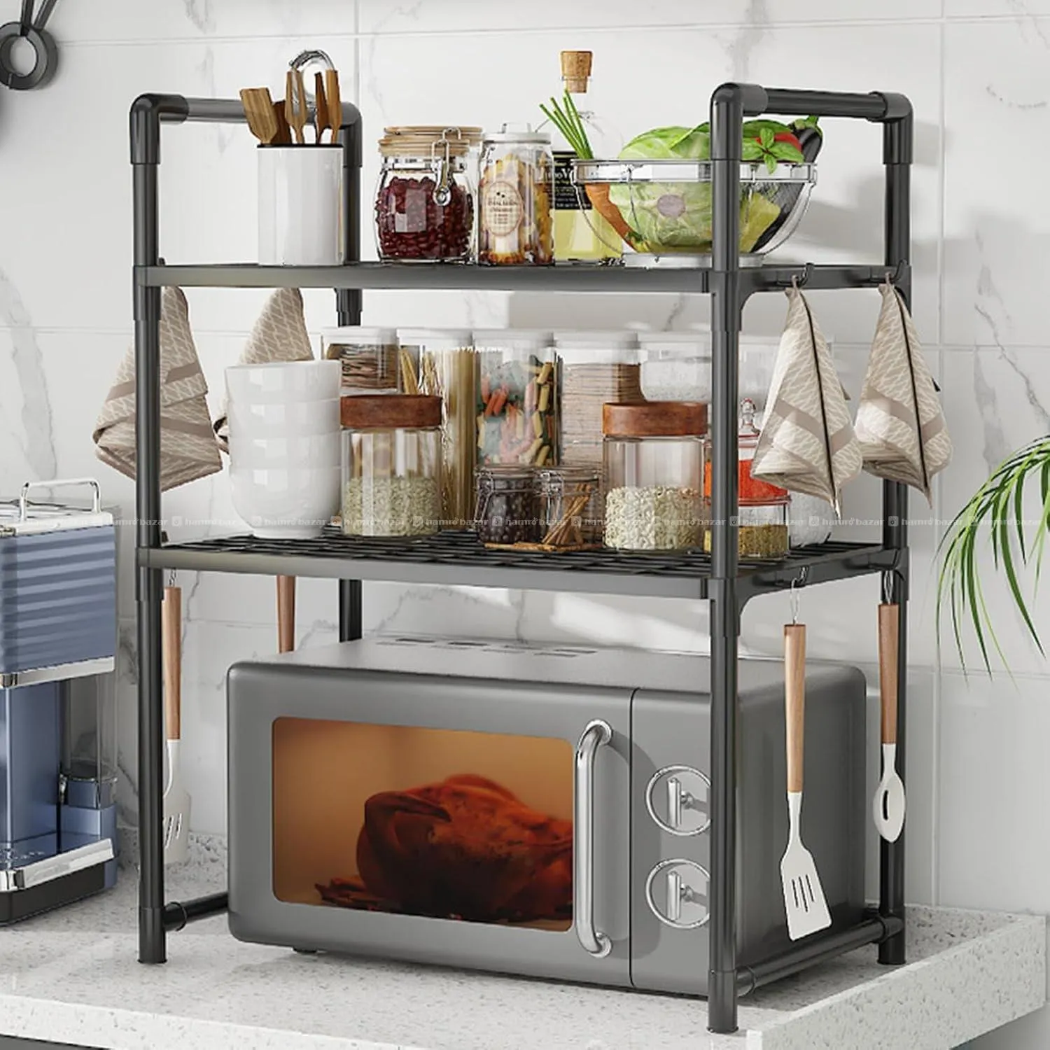 Adjustable Microwave Oven Rack & Counter Organizer 6