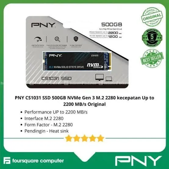 SSD NVME PNY 500GB CS1031,M.2 Gen 3 3