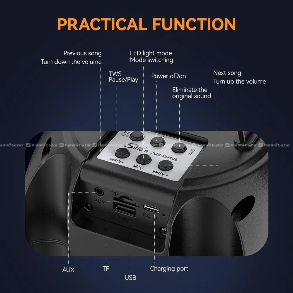 ZQS W4108 Portable Karaoke Speaker With Mic 5