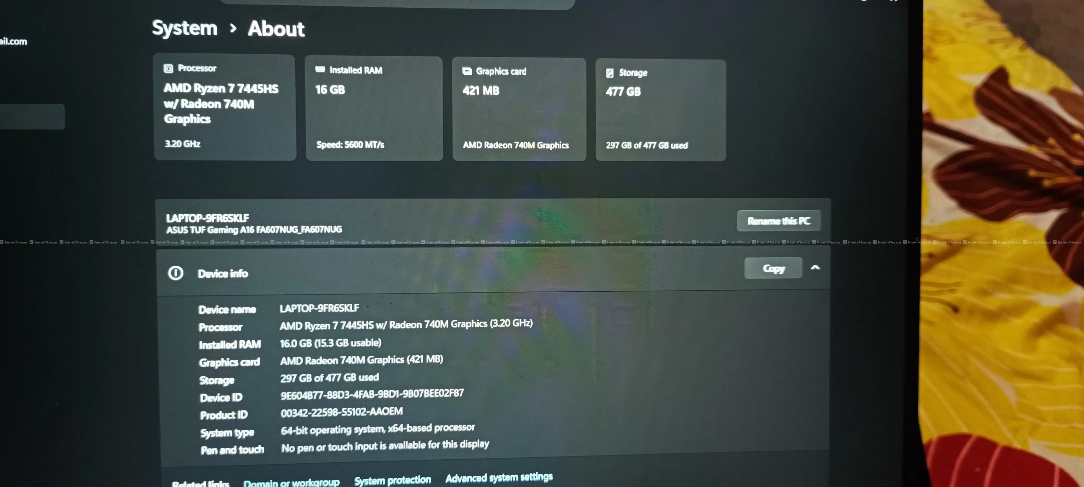 Gaming laptop Asus tuf A16 3