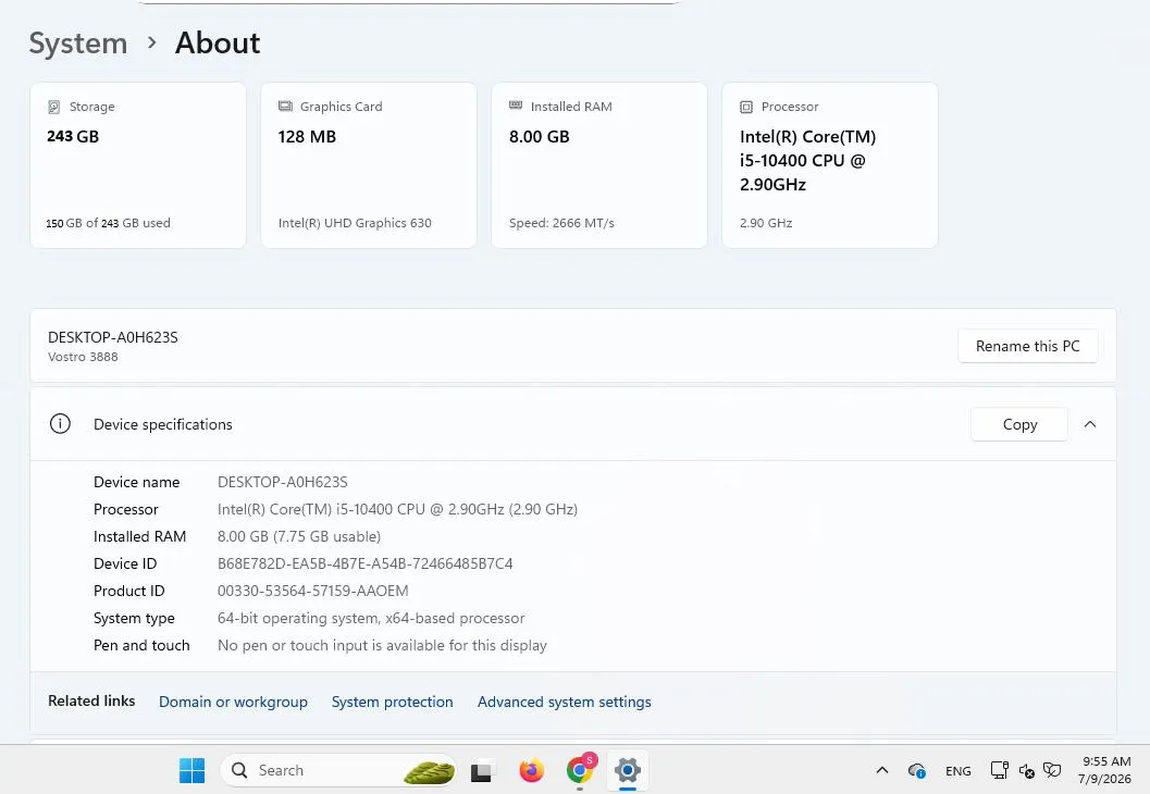 Dell Vostro 3888 I5 10th generation Processor 2