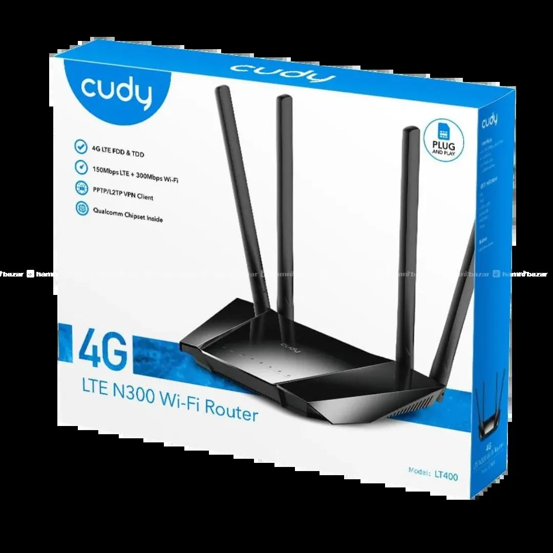 Cudy 4G LTE Cat 4 N300 Router LT400 Sim router 4