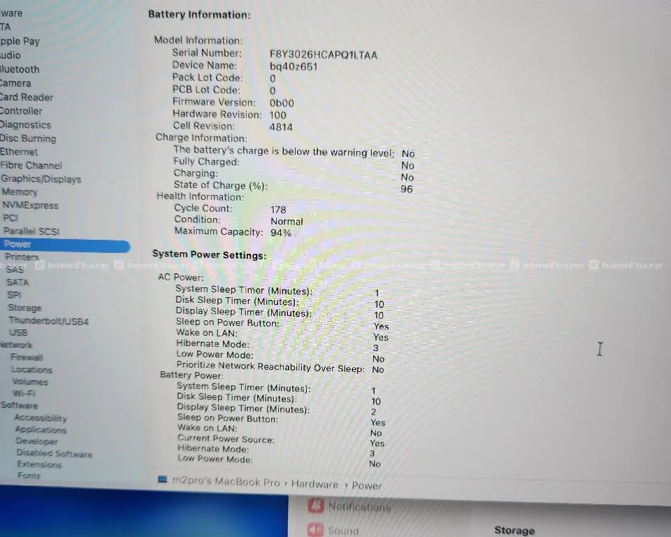 MacBook Pro/2023/M2 PRO CHIP/16GB/512GB/14"/94%B.H 3