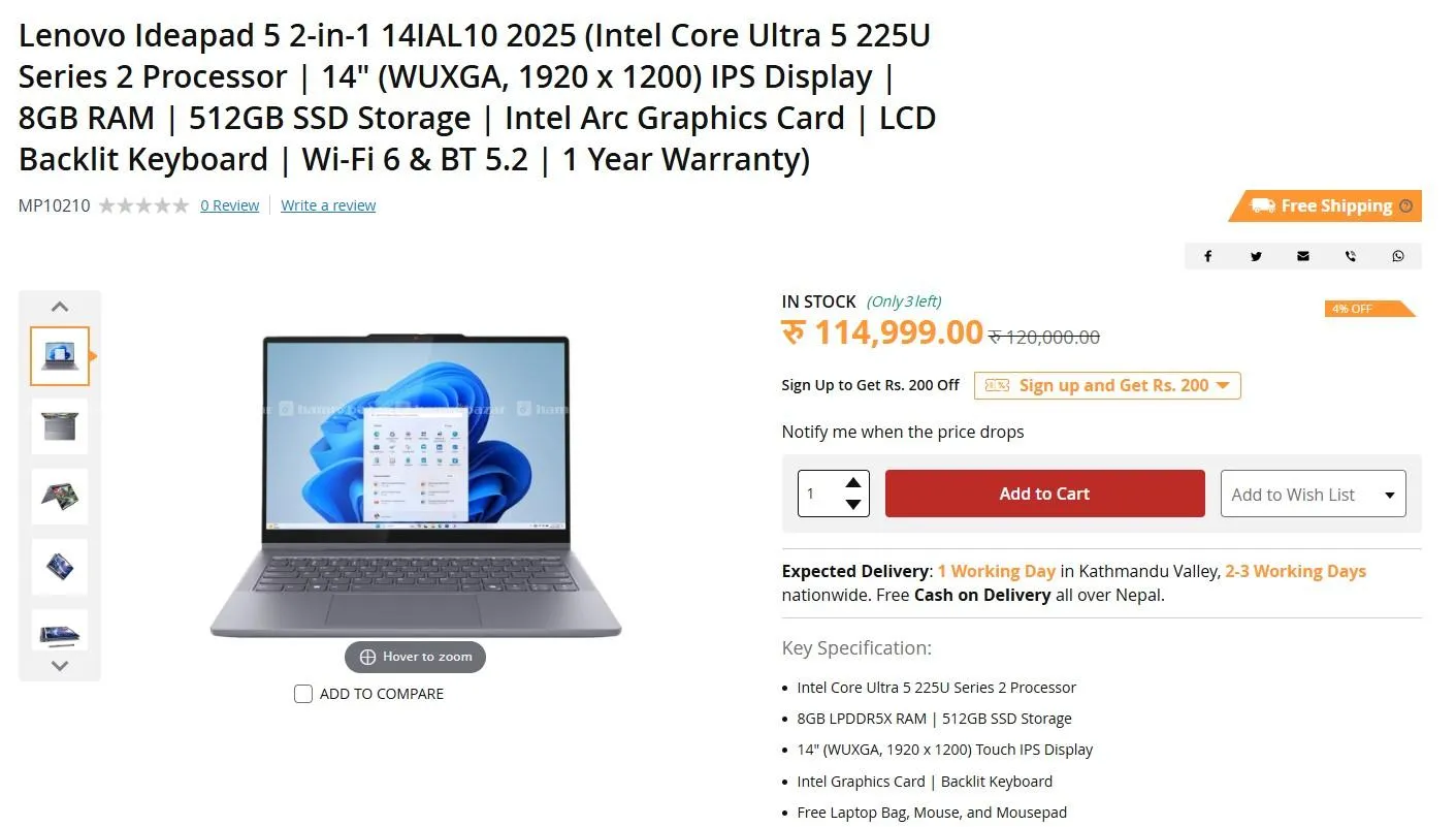 Laptop Lenovo IdeaPad 5(2-in-1) 14IAL10 8