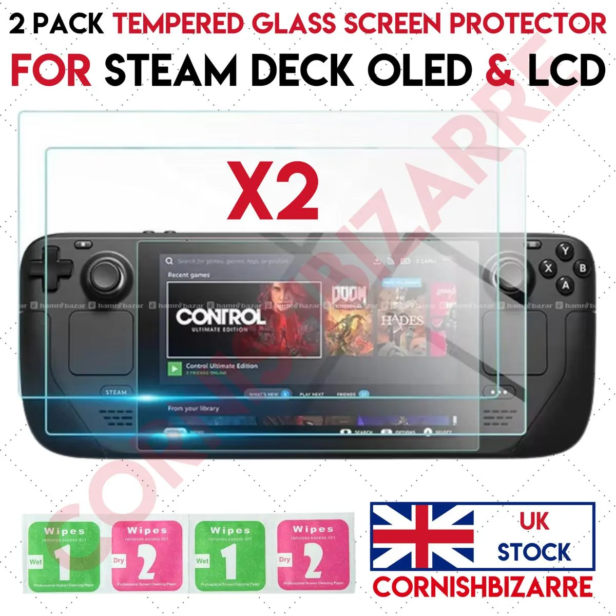 2x TEMPERED GLASS STEAM DECK LCD SCREEN PROTECTION 2