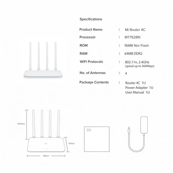 Xiaomi Mi Router 4C 300Mbps Wireless 3