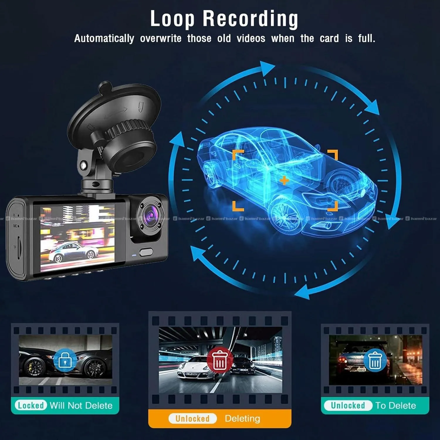 3-Channel Full HD Multi-Angle Car Dash Camera 4