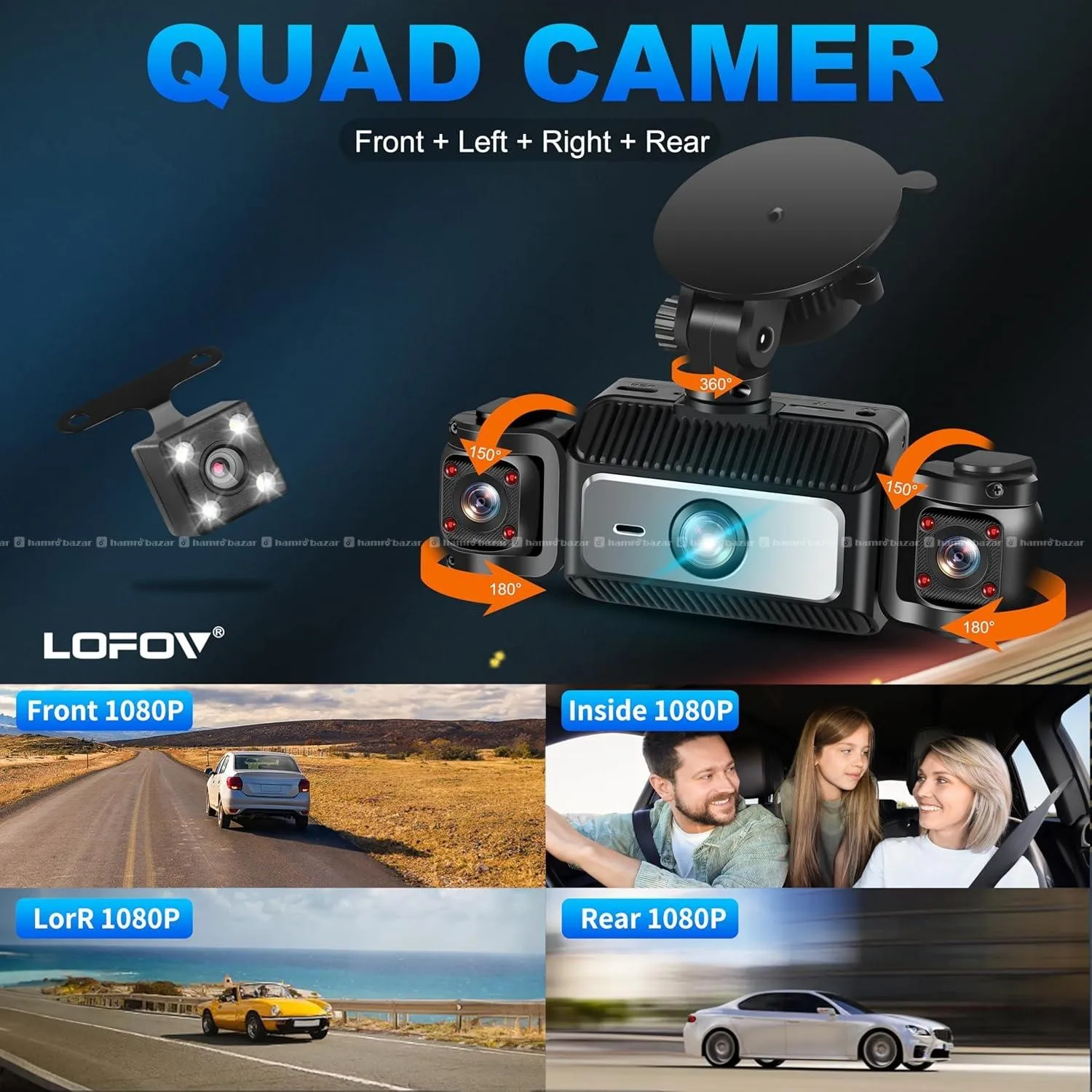 4-Channel 360° Dash Cam FHD 1080P Car Camera 6