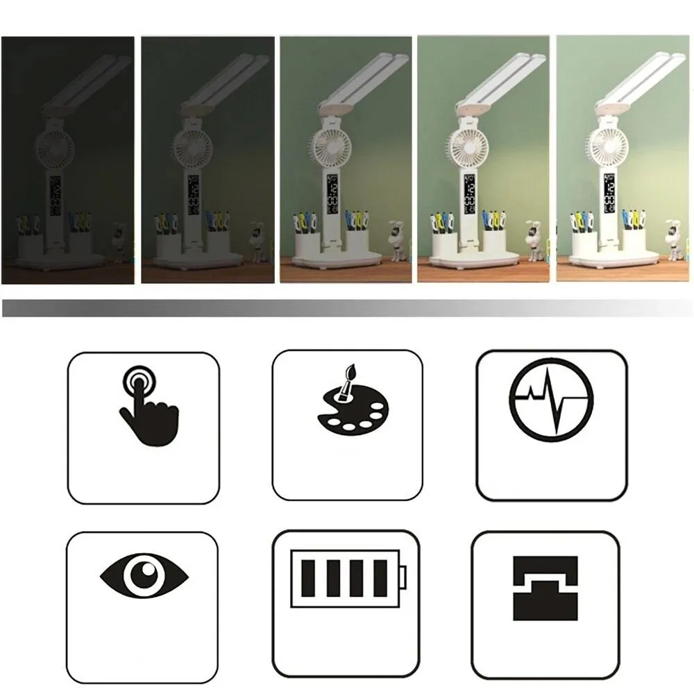 LED Desk Lamp USB Dimmable Touch Foldable 5