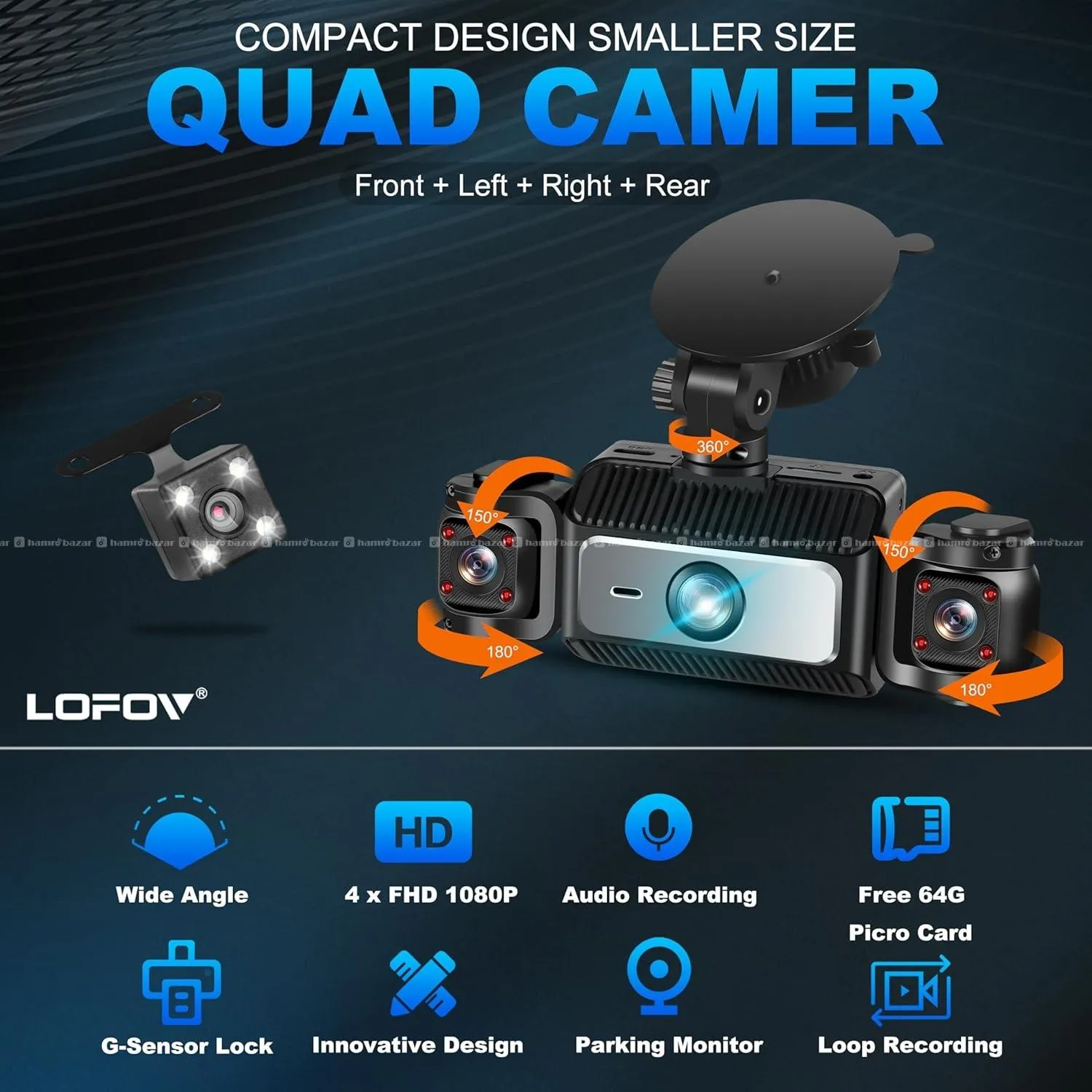 4-Channel 360° Dash Cam FHD 1080P Car Camera 8
