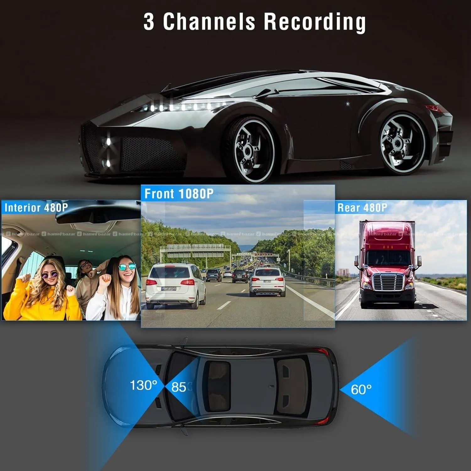 3-Channel Full HD Multi-Angle Car Dash Camera 6
