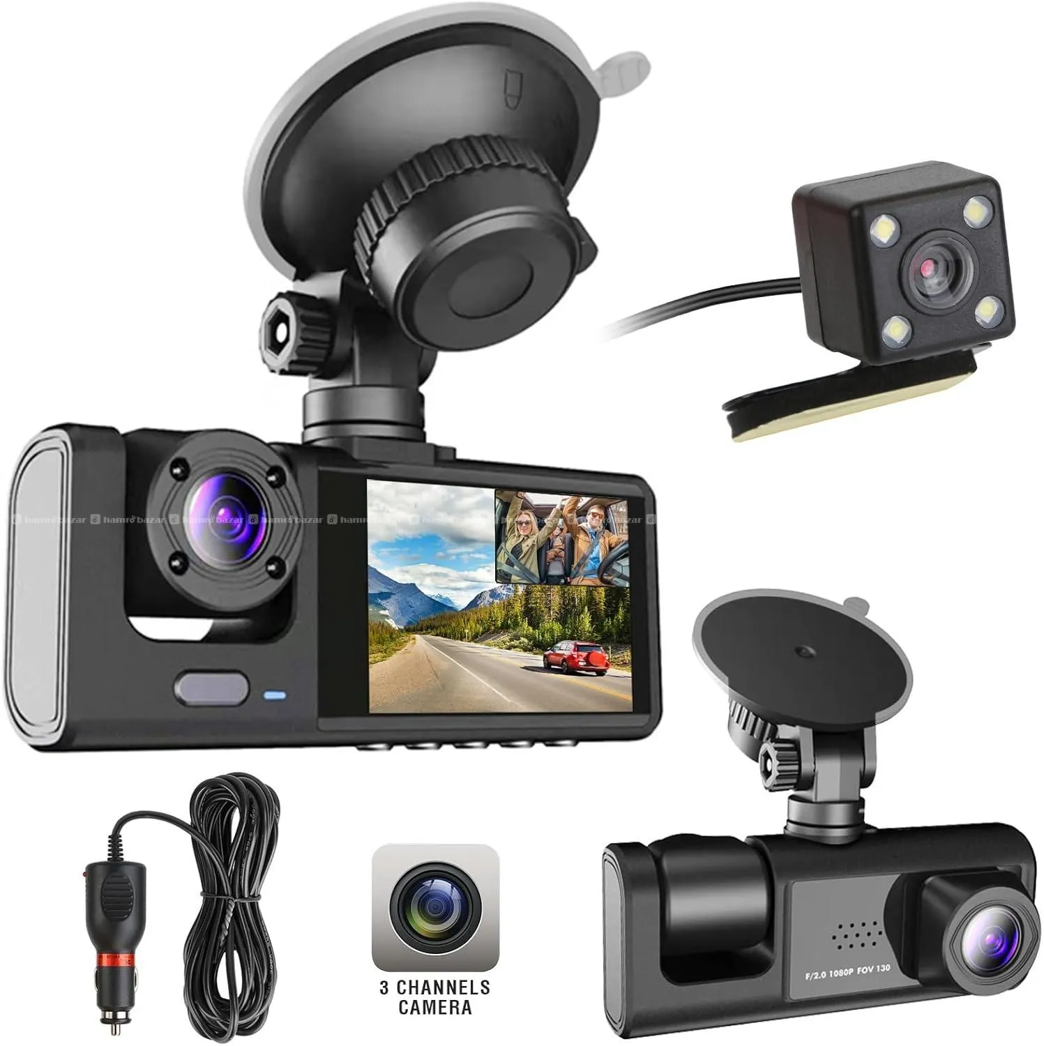 3-Channel Full HD Multi-Angle Car Dash Camera 1