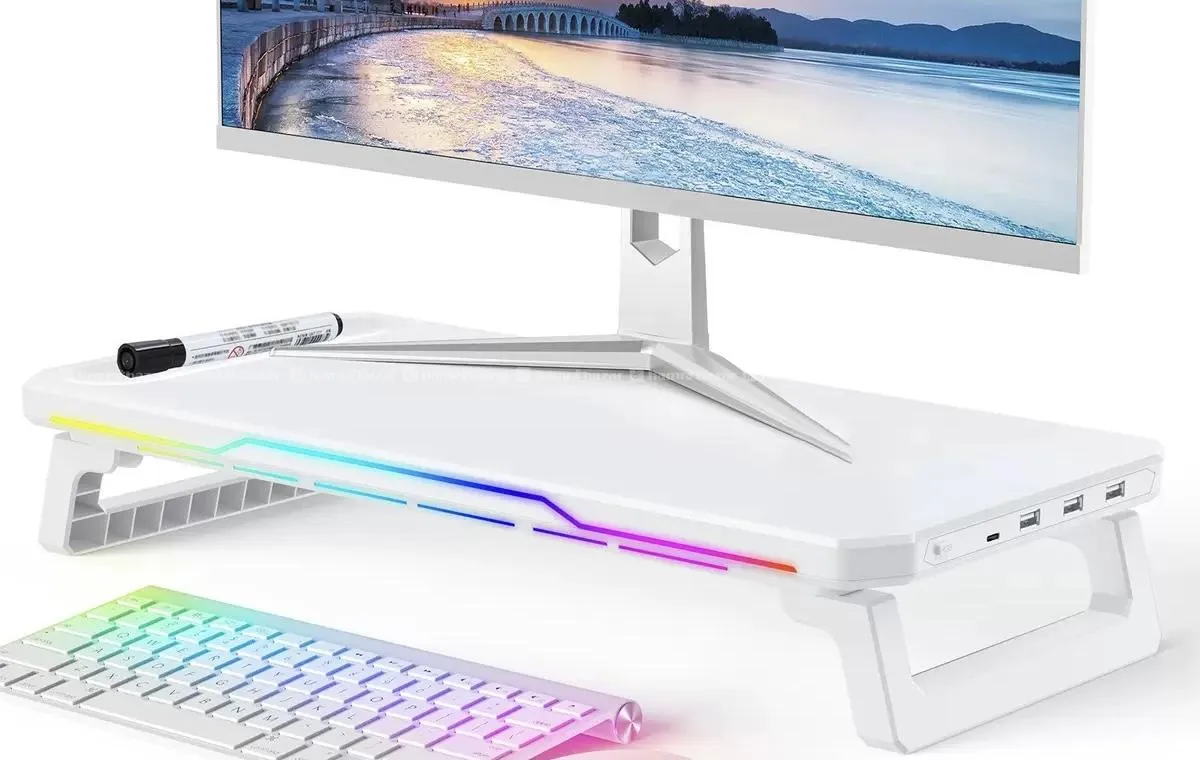 RGB Monitor Stand | Changeable RGB Colors | 3 USB
