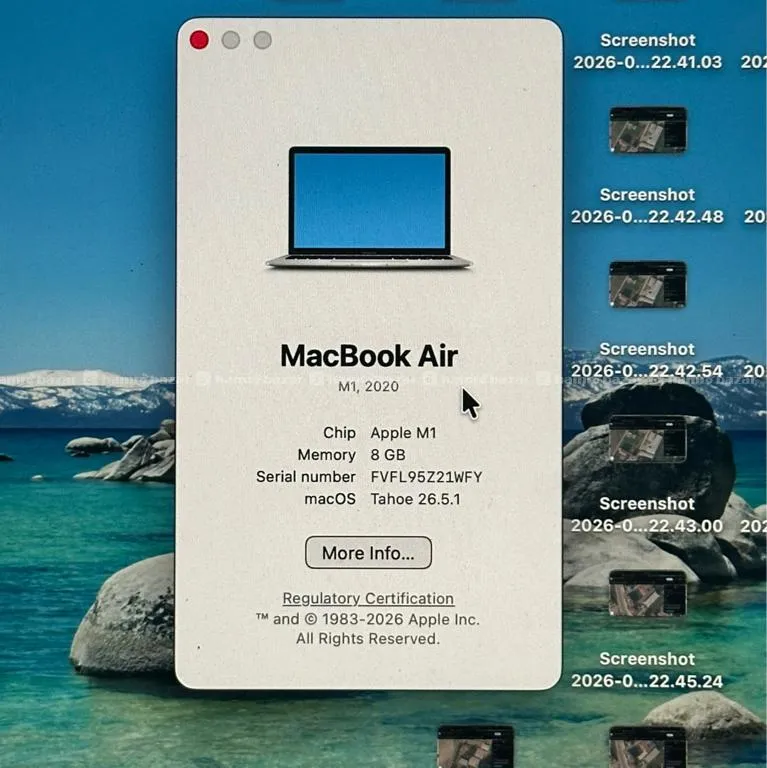 Macbook Air M1 13 inch 8GB 256GB Battery Health 85% 6