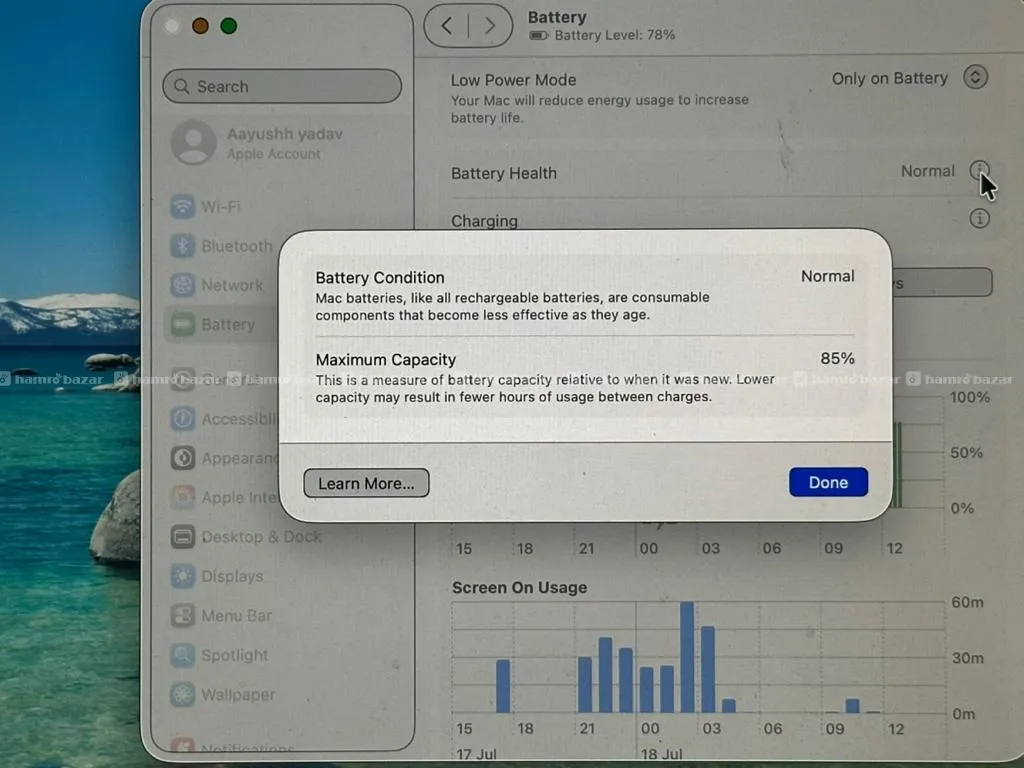 Macbook Air M1 13 inch 8GB 256GB Battery Health 85% 3