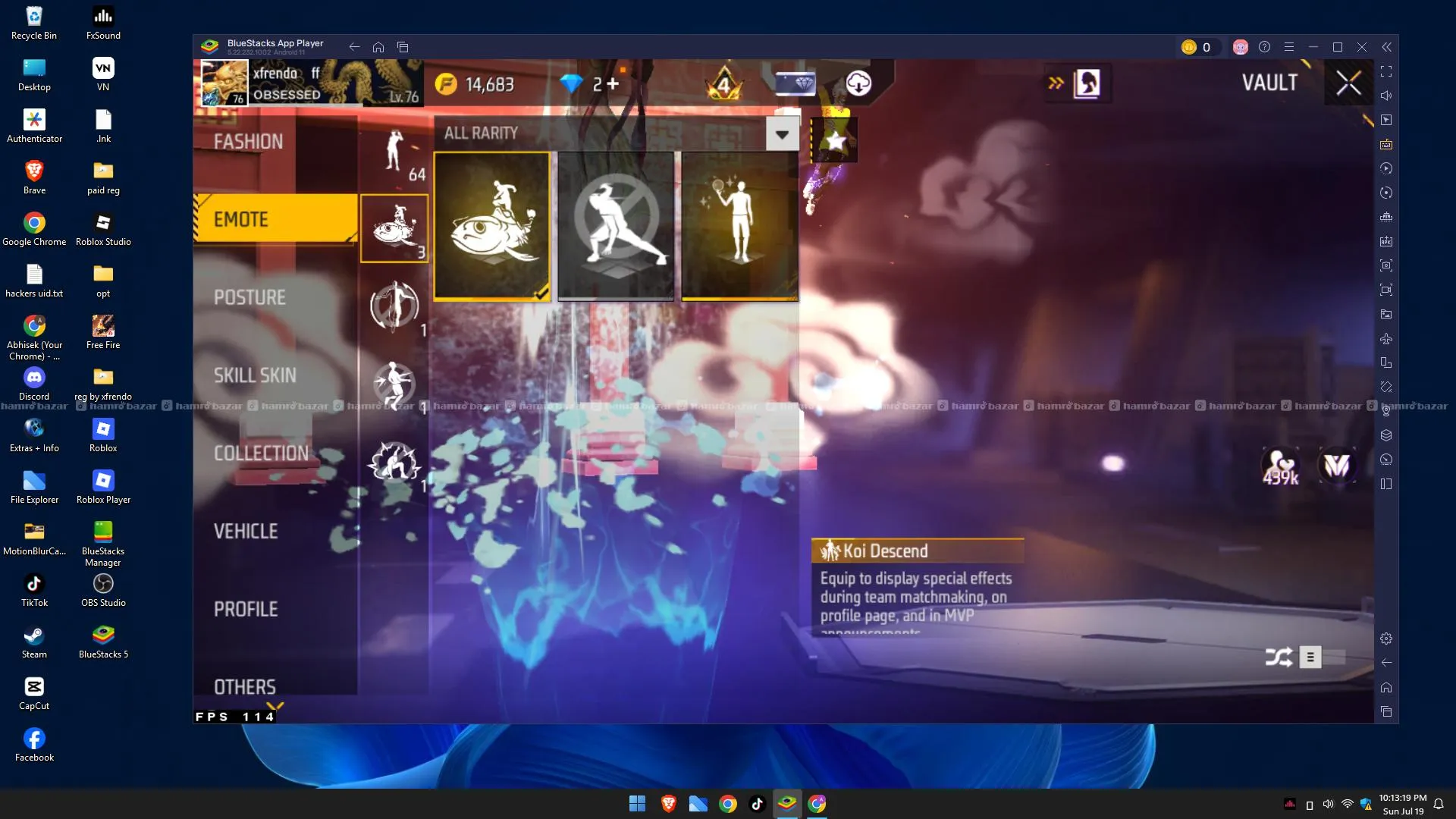 free fire id 76lvl almost (7years at rs 4000) 5