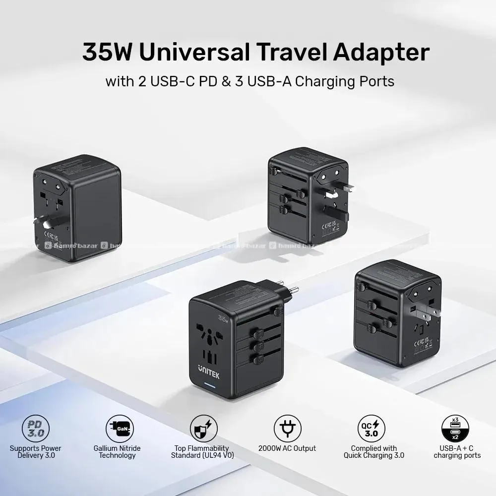 Unitek P1121ABK01 35W Universal Travel Adaptor 6