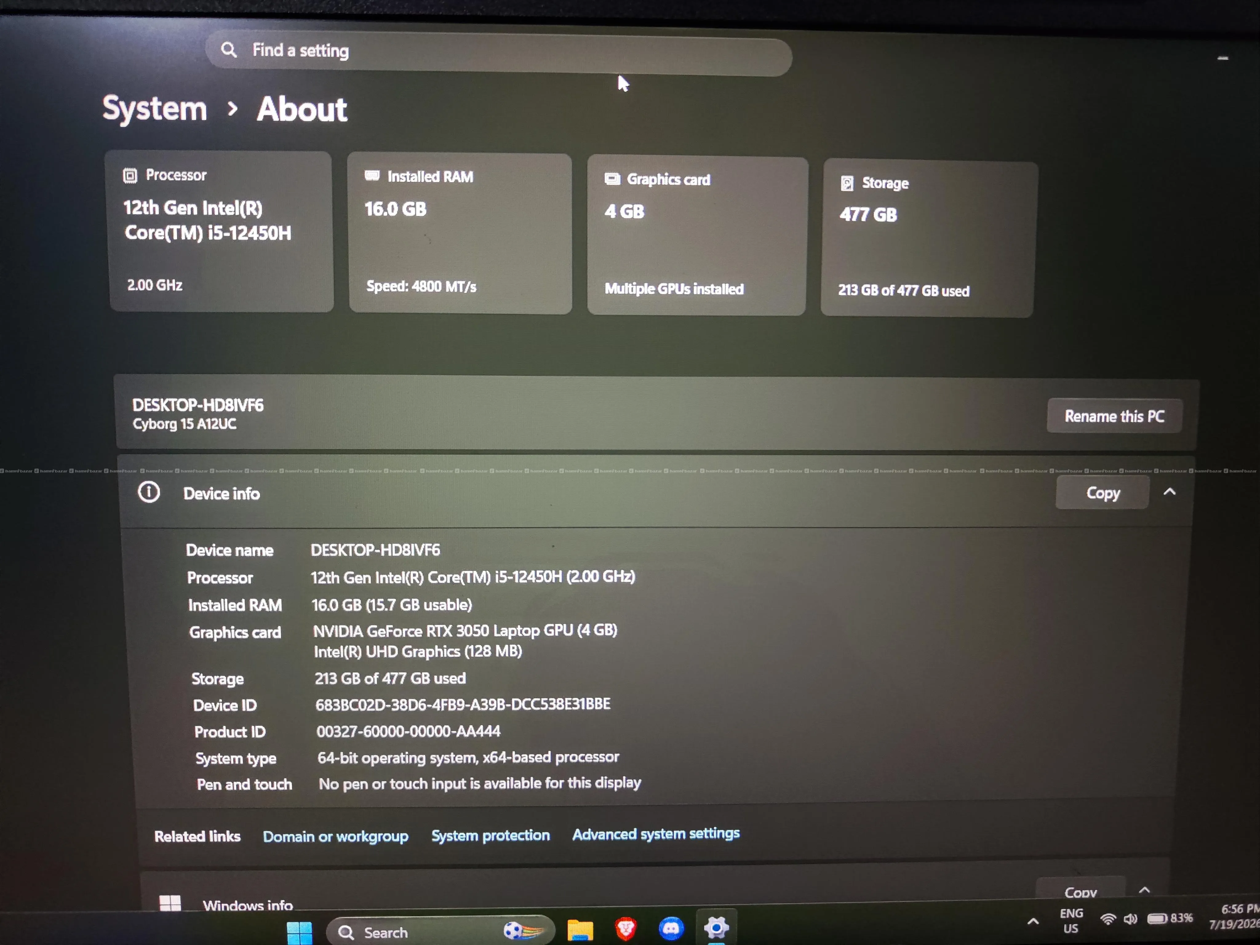 Gaming Laptop RTX 3050, intel 12th gen, 16gb DDR5 2
