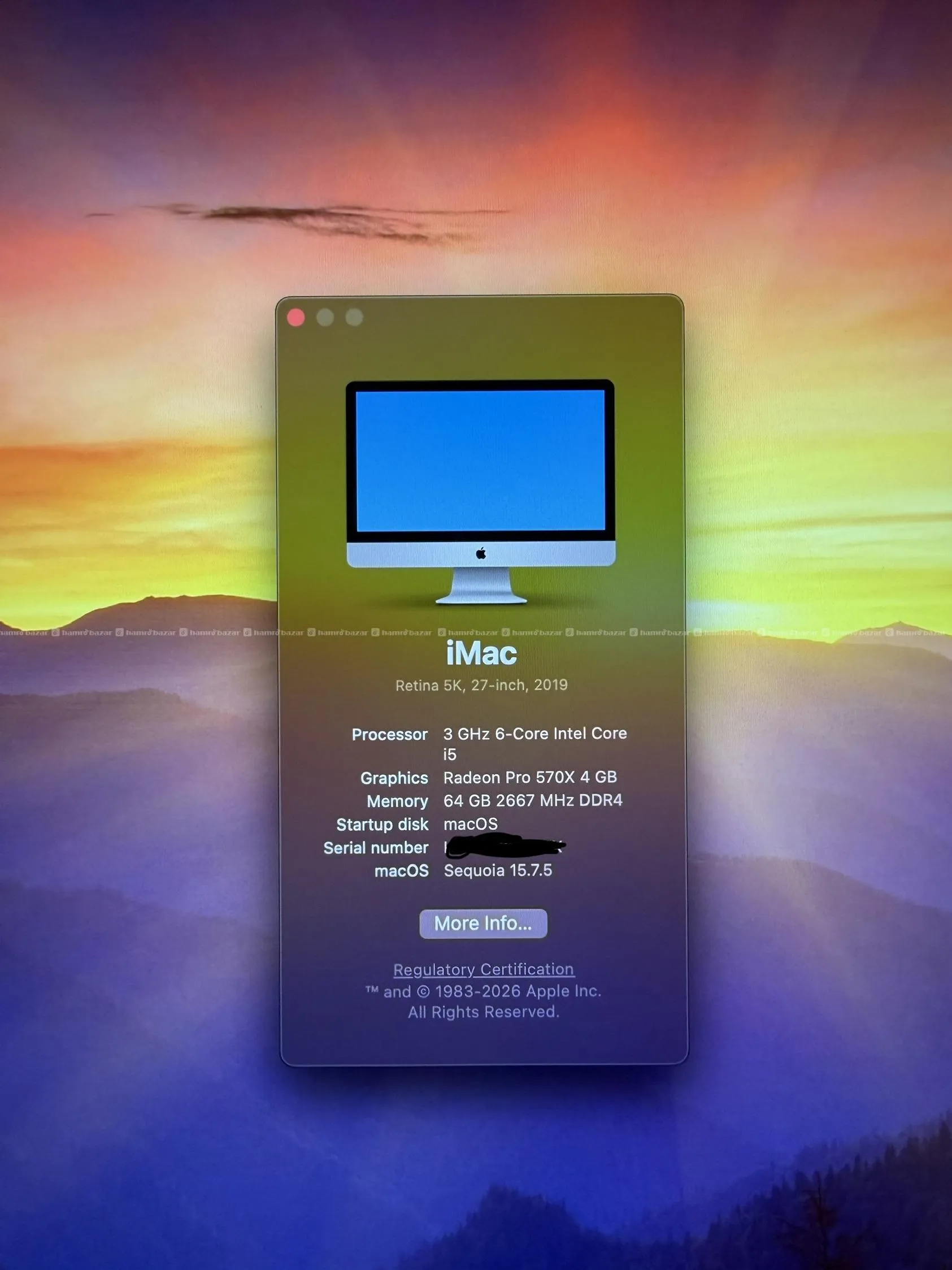 iMac 3GHz 6-Core i5 64GB RAM 500GB SSD 2019 2