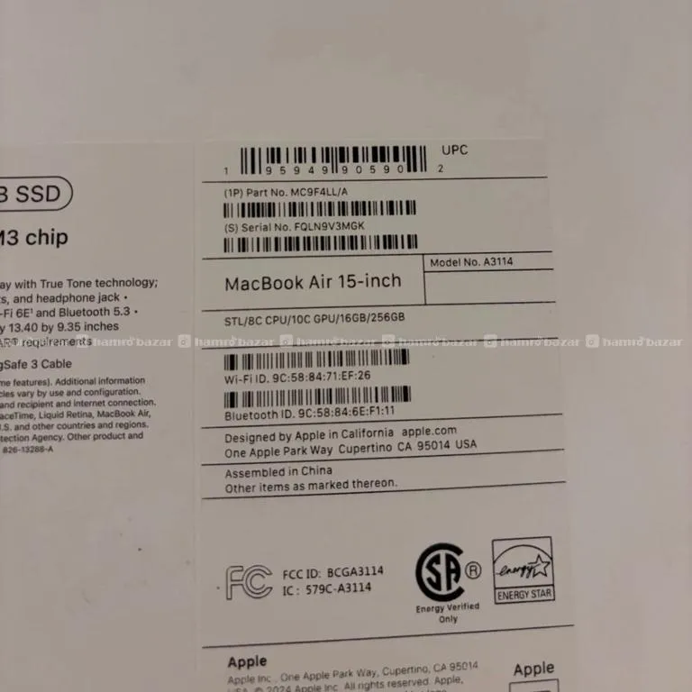 MacBook Air 15-inch M3 8-Core CPU, 10-Core GPU, 16 4