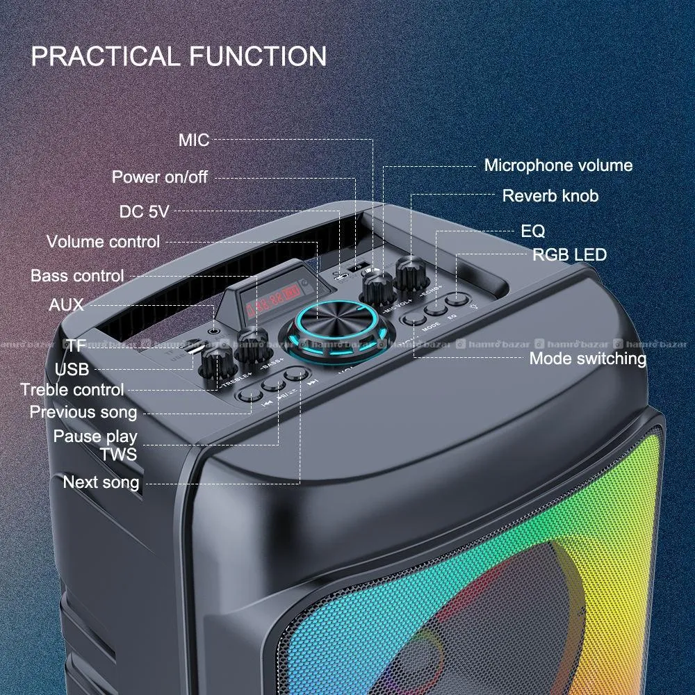 Sing-e ZQS8268 Dual 8-Inch Bluetooth Speaker 2