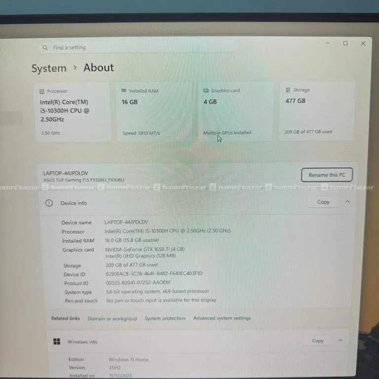 ASUS TUF Gaming F15 | i5 10300H | GTX 1650 Ti 4GB 2