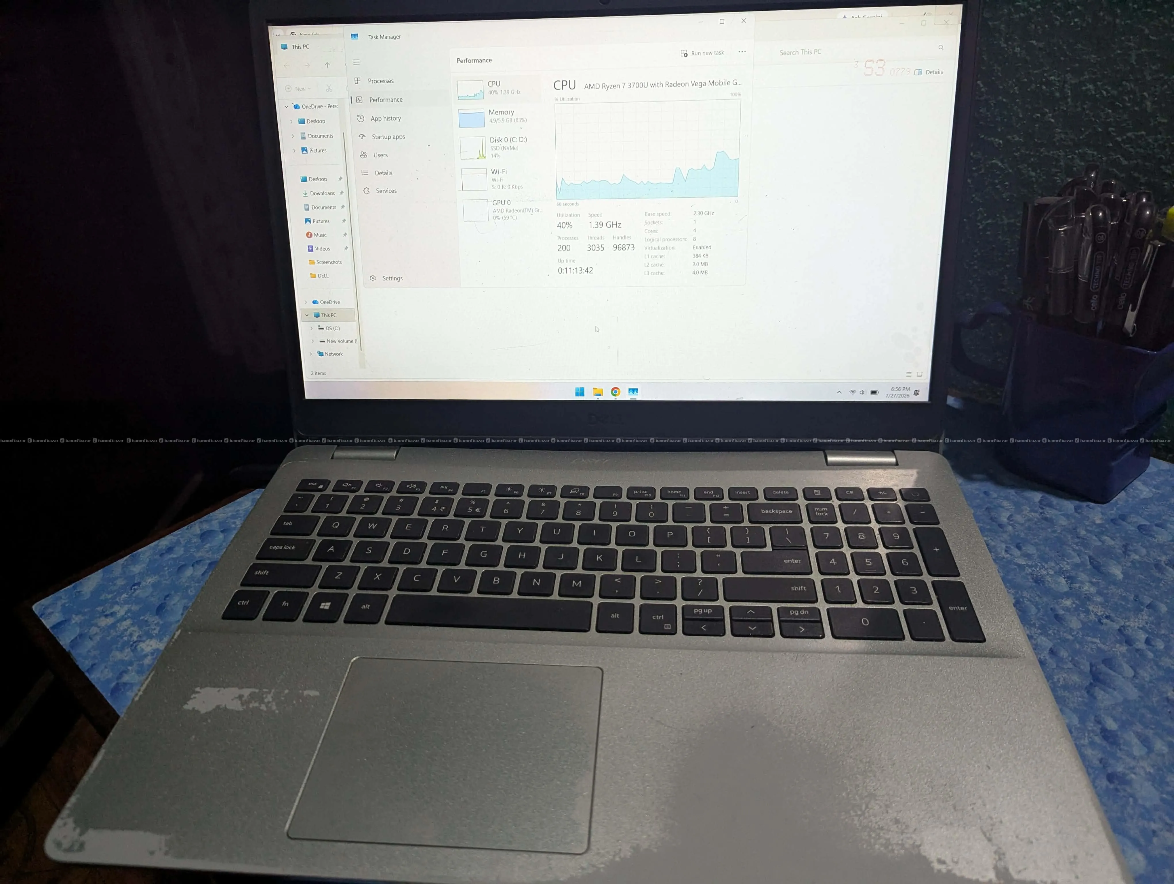 Dell Laptop Ryzen 7 processor, 8gb ddr4 ram, 512gb 3