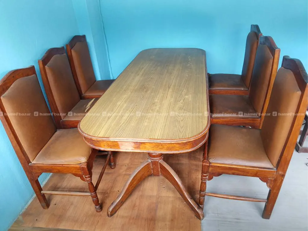 Wooden Dining Table Set – 6 Chairs 2