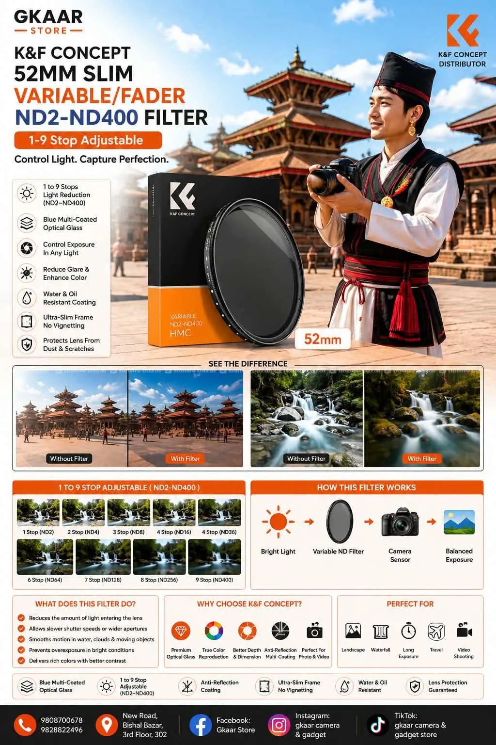 K&F Concept 52mm Slim Variable ND2βND400 Filter 2