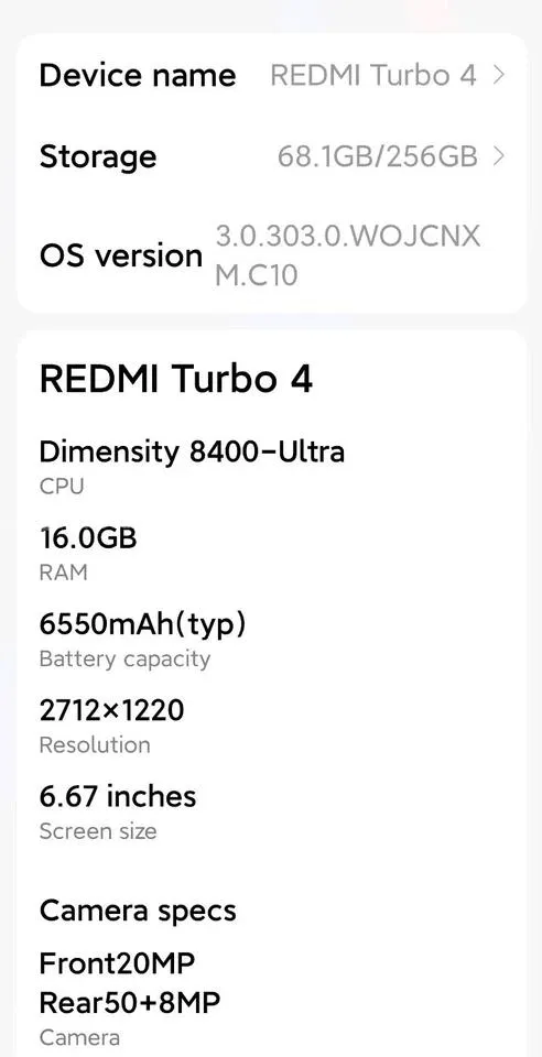 Redmi Turbo 4 4