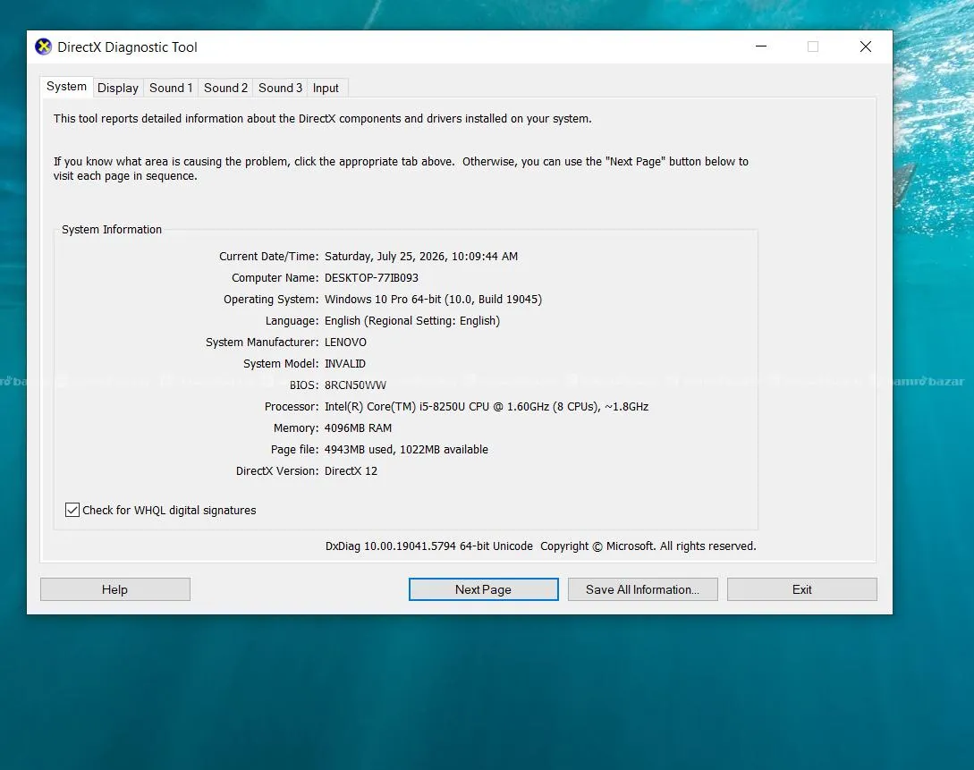 lenovo i5 8th gen 256gb ssd 6
