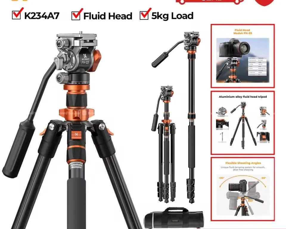 K&F CONCEPT Camera Fluid Head Tripod
MAX 2.1 5