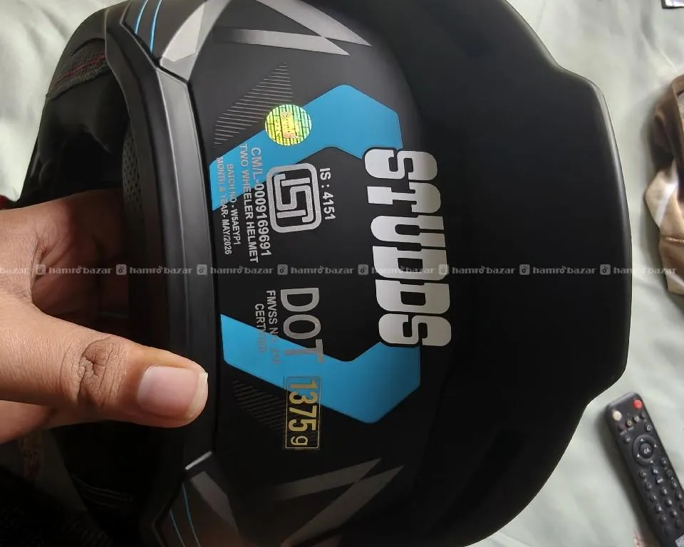 Brand New Studds Trooper D3 Helmet Matt Black Blue 3