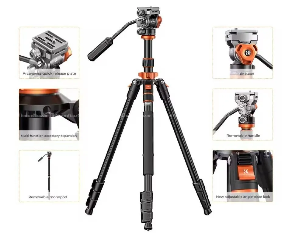 K&F CONCEPT Camera Fluid Head Tripod
MAX 2.1 4