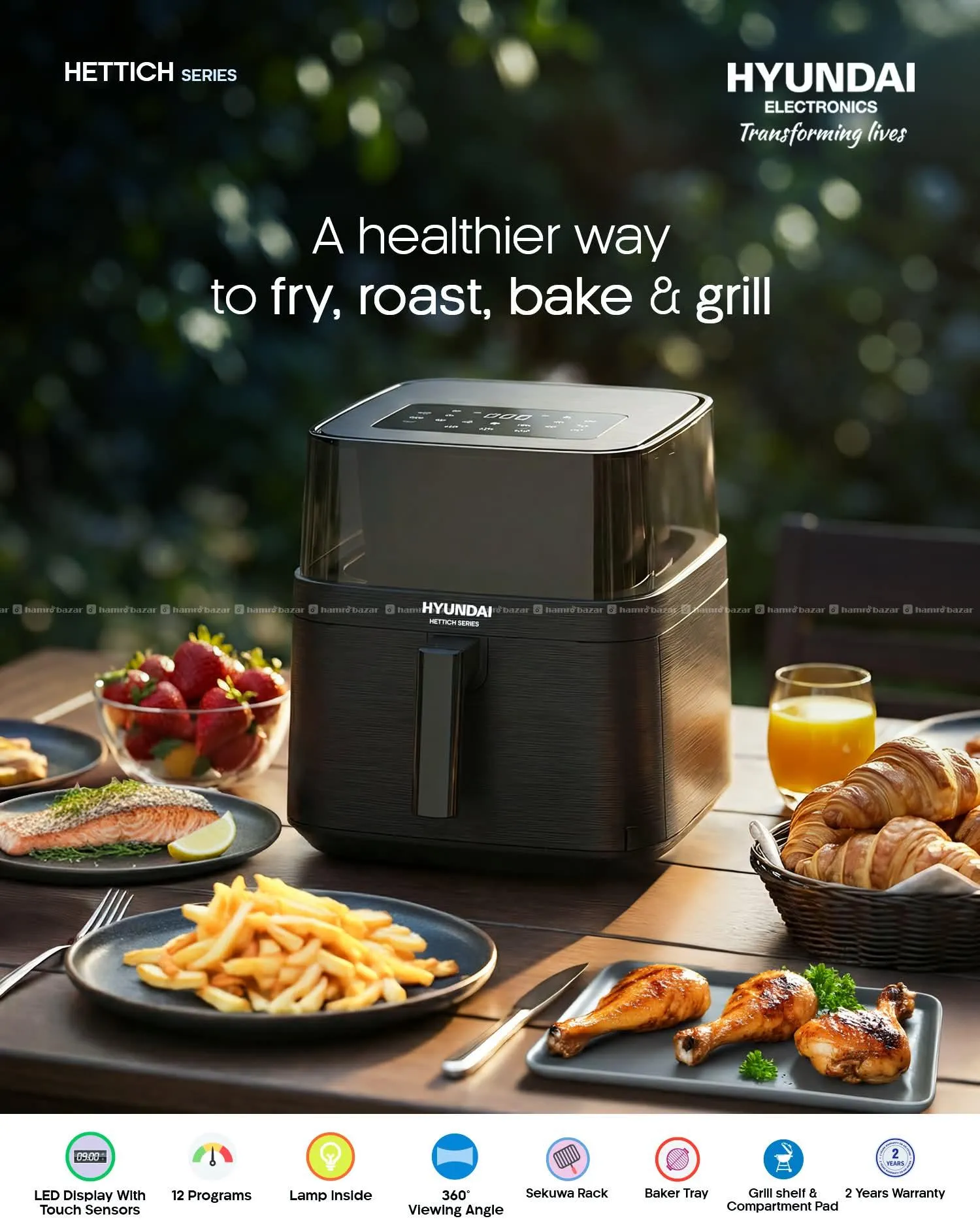 Hyundai Air fryer , 7.2 Ltr , 360 Degree Viewing 2