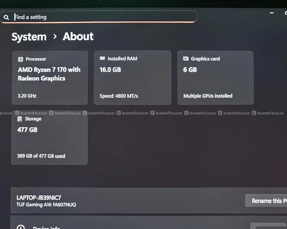 ASUS TUF A16 RYZEN 7 170 GAMING LAPTOP 4