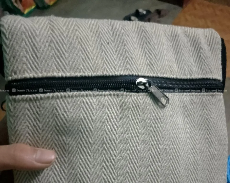 Stylish Handmade Hemp Crossbody Sling Bag – Beige & Black 5