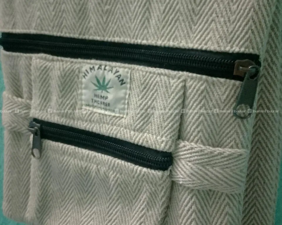 Stylish Handmade Hemp Crossbody Sling Bag – Beige & Black 2