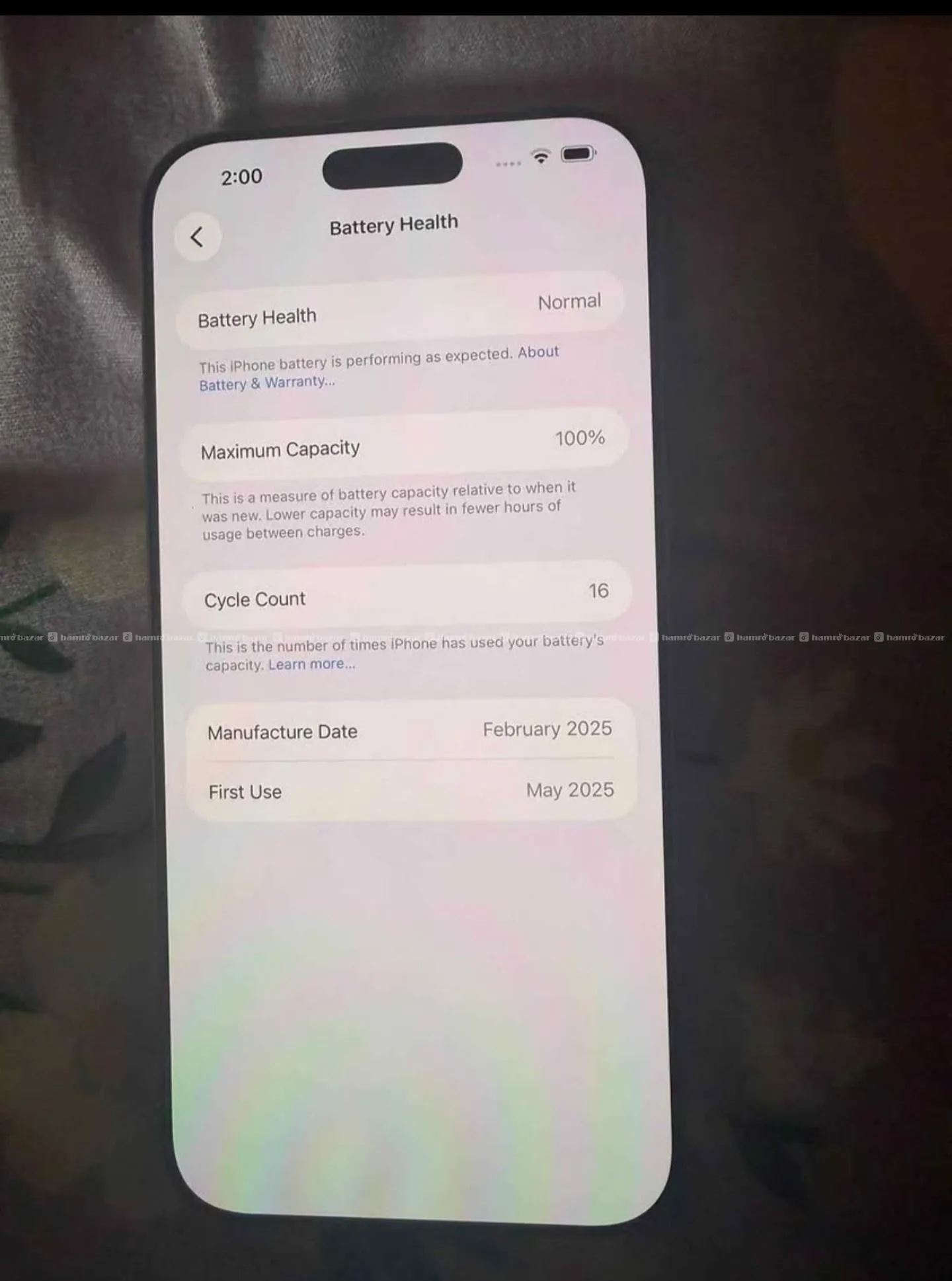 iphone 16 pro max 256gb 100bh 16 cycle count 2
