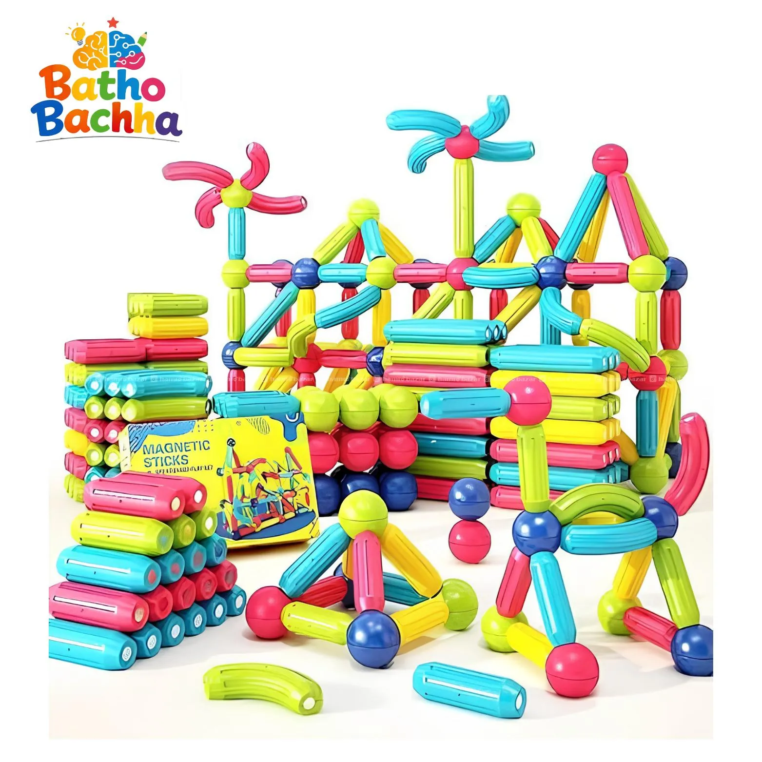 128 pcs Magnetics Building Sticks Set for kids
