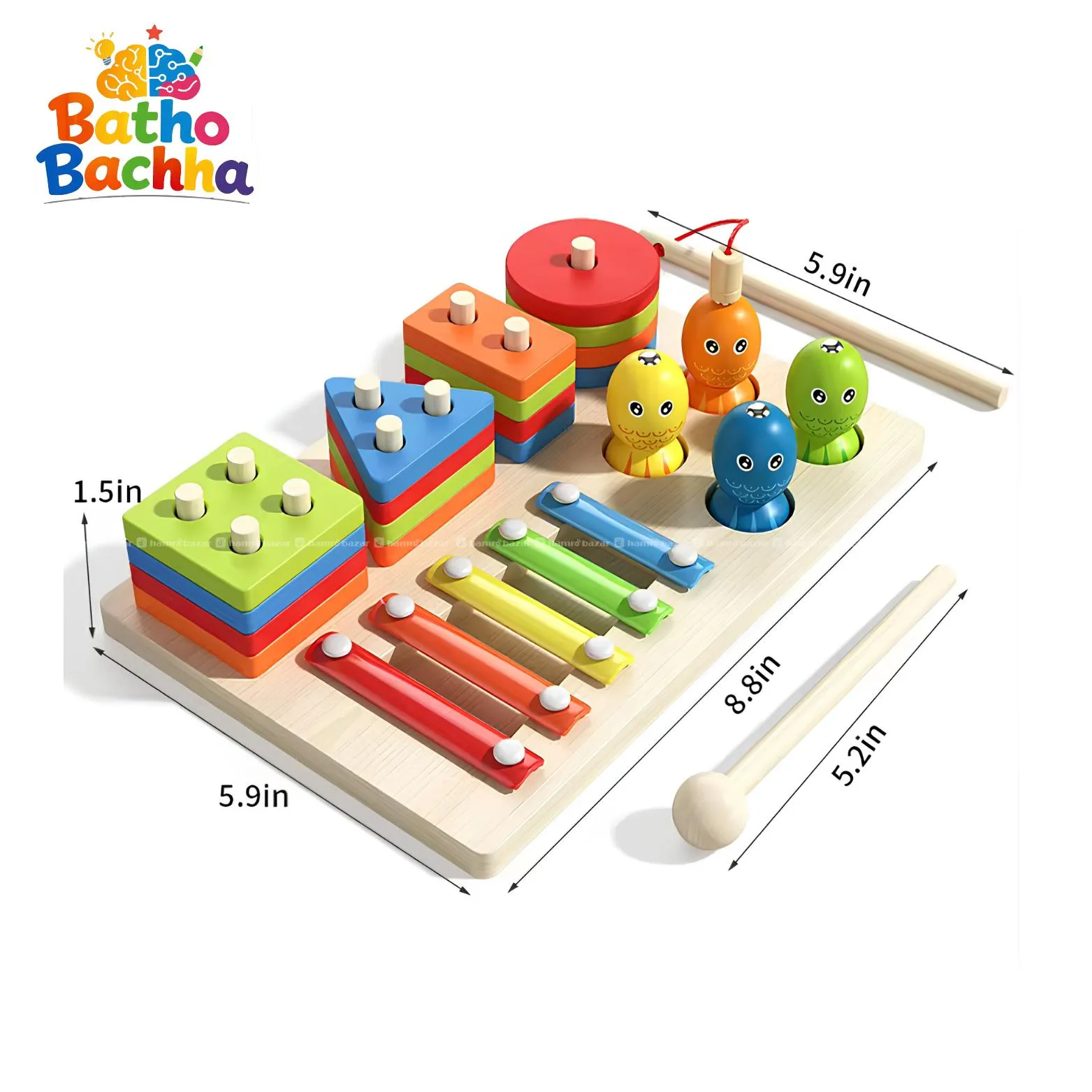 3-in-1 Wooden Column Educational Board Set