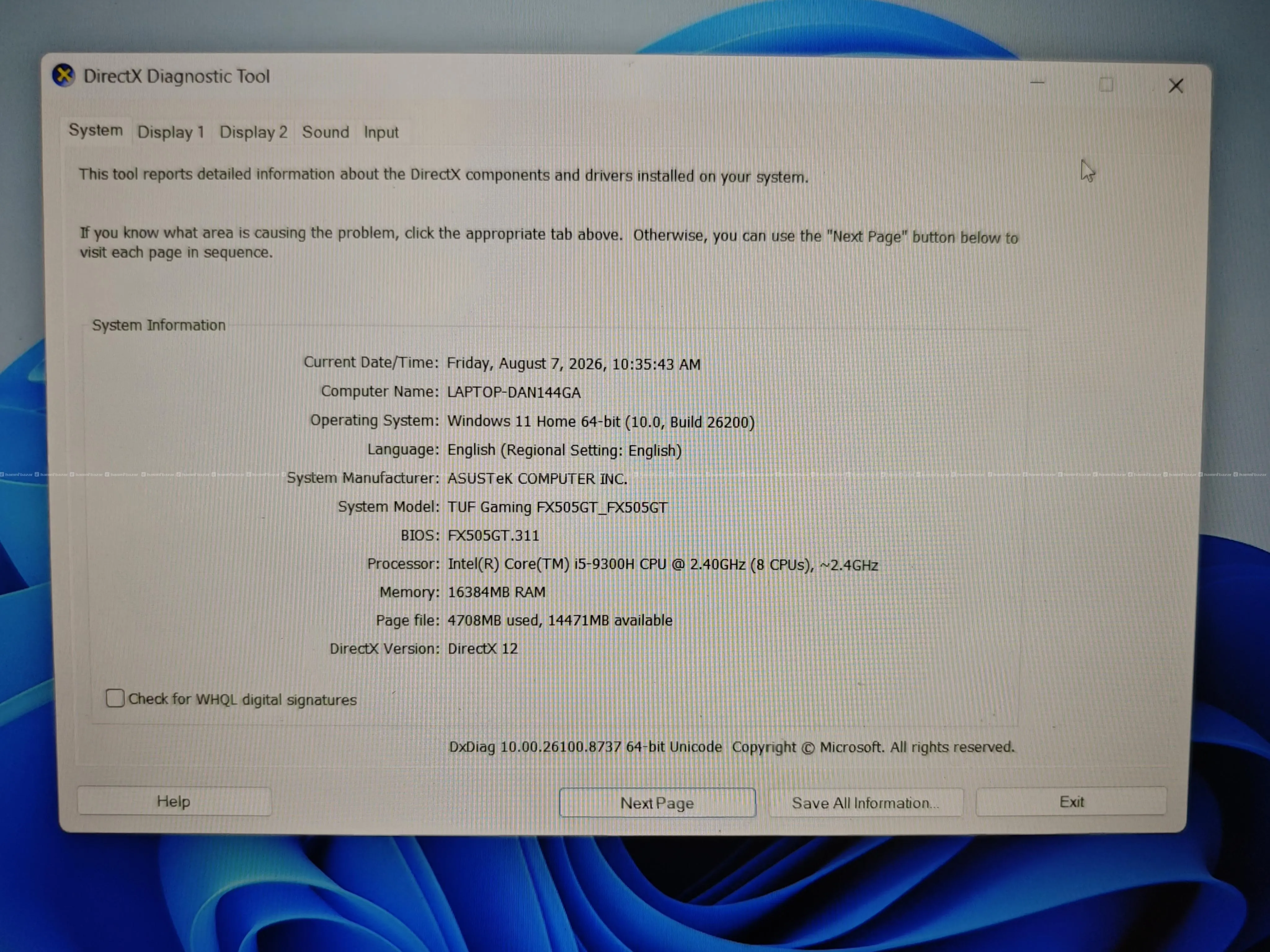 ASUS Gaming Laptop FX505GT / 16 GB RAM / 512GB SSD 5