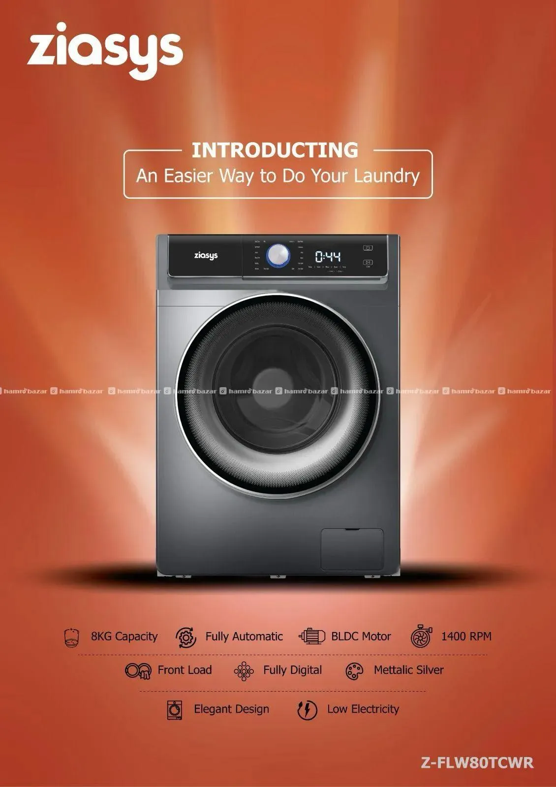 Ziasys Z -FLW80TCWR Front Load Washing Machine 8Kg 2